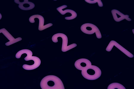 Abstract Mathematical Numbers on a Dark Background. Finance and Data Concept. Futuristic Digital Space.の写真素材