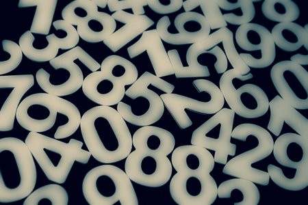 Abstract Mathematical Numbers on a Dark Background. Finance and Data Concept. Futuristic Digital Space.の写真素材