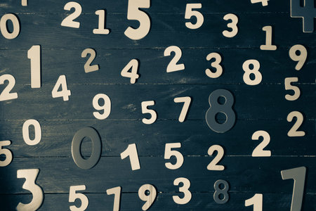Abstract Mathematical Numbers on a black and white Background. Finance and Data Concept. Futuristic...