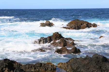 Waves on the Atlantic Ocean in Hidden Paradise in the Middle of the Atlantic â€“ The Azores