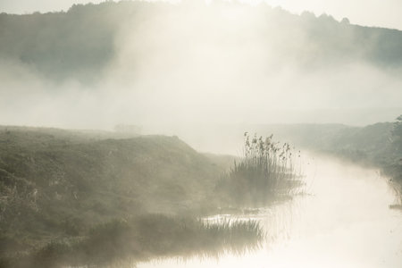 Beautiful landscape with the Raut River in the Republic of Moldova. Rural nature in Eastern Europe.