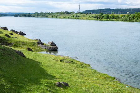Beautiful nature landscape from the Republic of Moldova in summer. Rural village life in Eastern Europeの写真素材