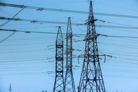 high voltage post High-voltage tower sky background.High-voltage tower sky background.