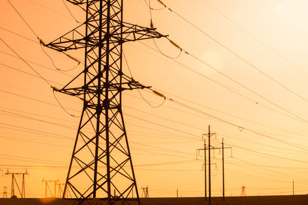 high voltage post High-voltage tower sky background.
