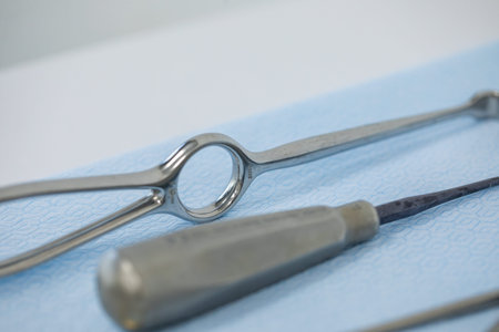 Dental tools and instruments in dentist office. Dentistry concept.の写真素材