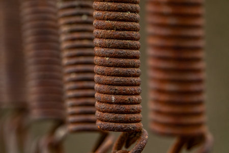 rusty metal springs, close-up, macro photo, backgroundの写真素材