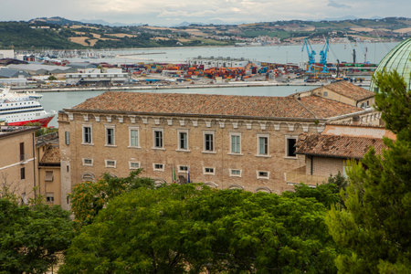 Photo with a beautiful panorama of the city of Ancona in southern Italy.の写真素材
