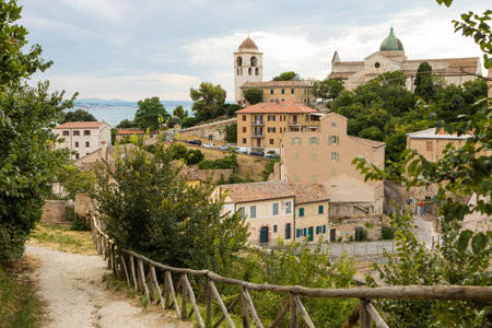 Photo with a beautiful panorama of a town in Italy.の写真素材