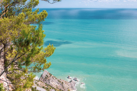 photo of a beautiful landscape with the Adriatic Sea on the coast of Italy in the Ancona region.