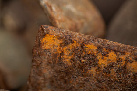 Rusty metal background close up macro shot with shallow depth of fieldの写真素材