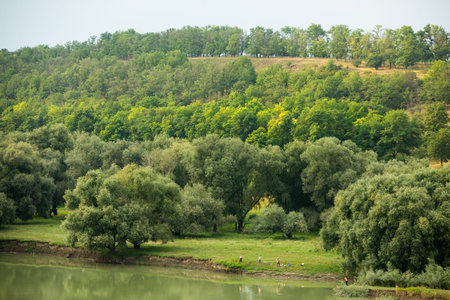 Beautiful landscape with beautiful rural nature during summer in the Republic of Moldova.の写真素材