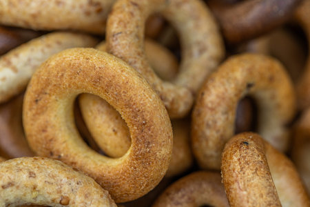 Close up of bagels. Selective focus. Toned.