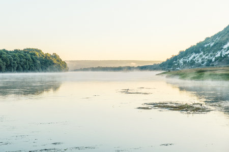 Beautiful summer landscape with green nature. Rural tourism in Eastern Europe. Natural park in Moldova.の写真素材