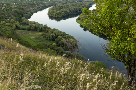 Landscape of the Dniester River in Ukraine, Europe