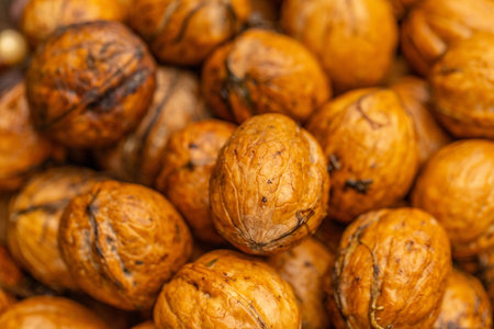 Close up of walnuts, shallow depth of field, selective focus
