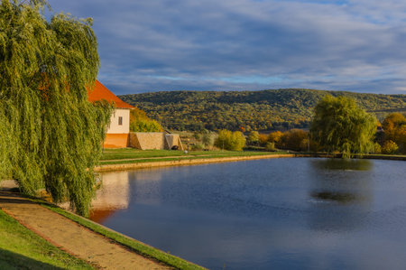 Beautiful Orthodox Monastery of Capriana, Moldova Religious Architecture and Nature. Travel Destination and Cultural Heritage Siteの写真素材