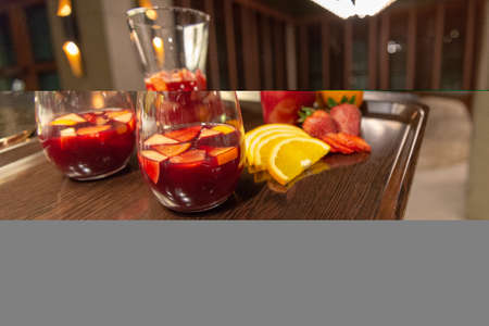 red sangria at the beachの写真素材