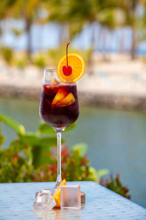 red sangria at the beachの写真素材