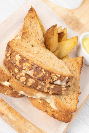 sandwich with fries and catsup