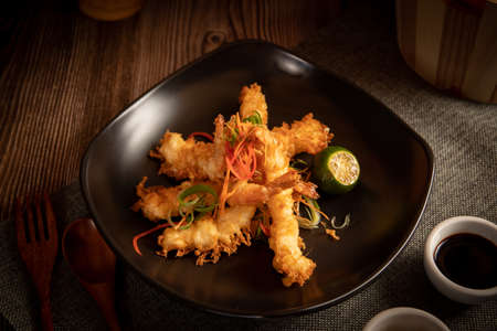 deep-fried prawn tempuraの写真素材