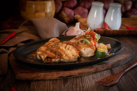 sizzling grilled fish