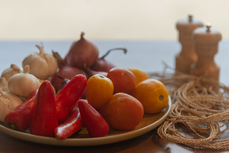 Fresh vegetables on a wooden table. Selective focus. Shallow depth of field.