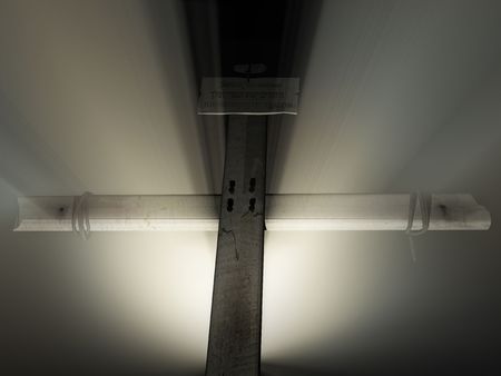 Wooden cross with misty backlight.の写真素材