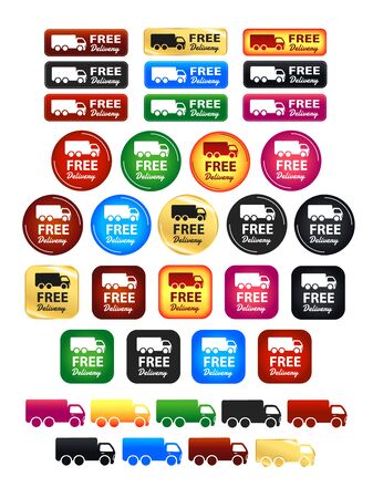 Free Delivery Truck Icons And Badgesのイラスト素材