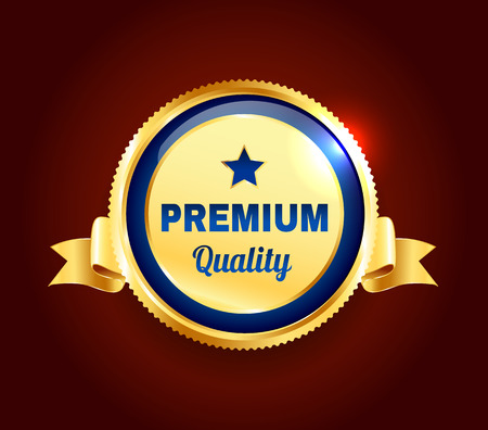 Golden Premium Quality Badgeのイラスト素材