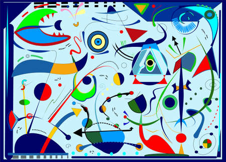 Abstract blue horizontal background, inspired by surrealist painterのイラスト素材
