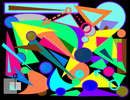 abstract colorful background, fancy geometric and curved shapesのイラスト素材