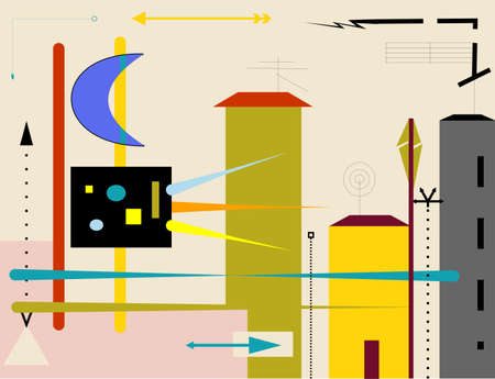 abstract colorful background, fantasy cityのイラスト素材