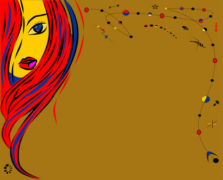 abstract composition, fancy colorful shapes on gold background whit empty space for your textのイラスト素材