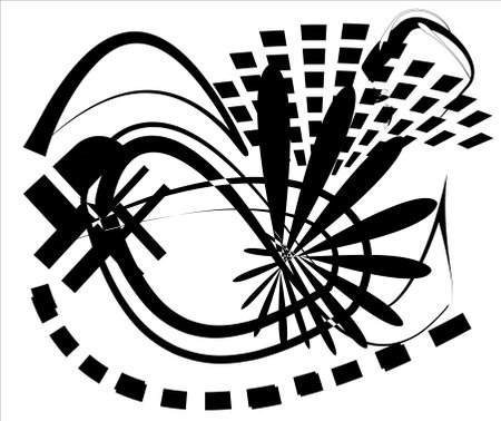 abstract composition, fancy shapes, black, on white backgroundのイラスト素材
