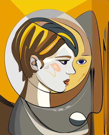 Colorful background, cubism art style, abstract portraitのイラスト素材