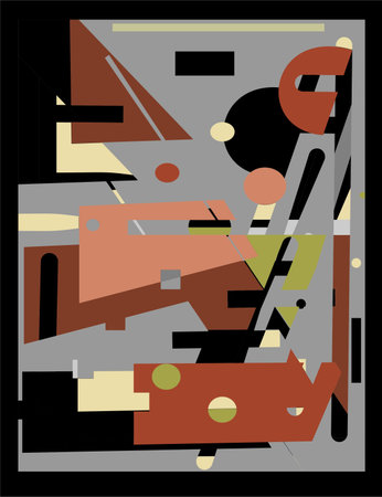 abstract composition, fancy geometric colorful shapes on black background