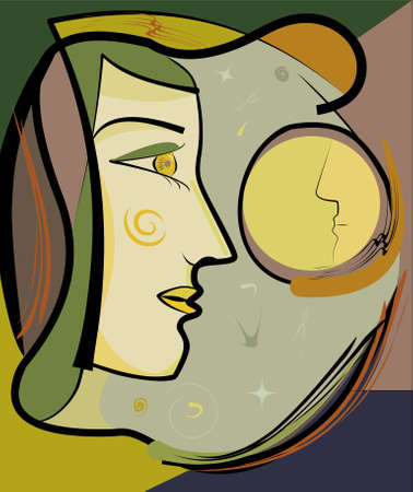 Colorful background, cubism art style, abstracts portraitsのイラスト素材