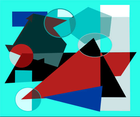 composition of abstract colorful shapes on blue backgroundのイラスト素材