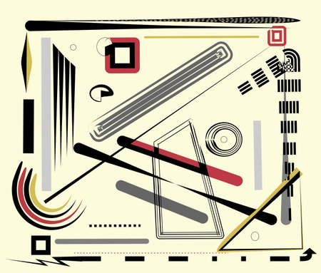 Abstract beige background, fancy geometric and curved shapes, expressionism art styleのイラスト素材