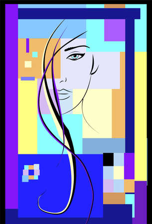Colorful background, cubism art style, abstract portraitのイラスト素材