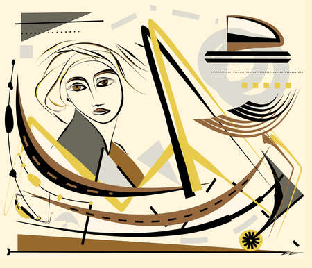 Colorful background, expressionism art style, abstract portraitのイラスト素材