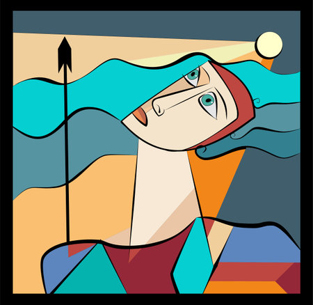 Colorful background, cubism art style, abstract faceのイラスト素材
