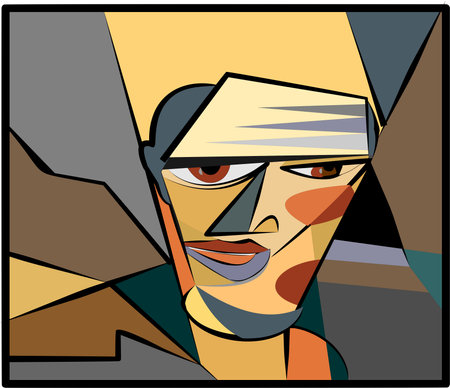 Colorful abstract background, cubism art style, waiting manのイラスト素材