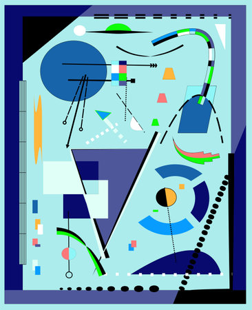 Abstract light background ,fancy geometric and curved shapes , expressionism art styleのイラスト素材