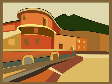 Colorful abstract background, buildings and roadsのイラスト素材