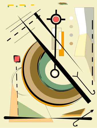 Abstract beige background, fancy geometric and curved shapes, expressionism art styleのイラスト素材