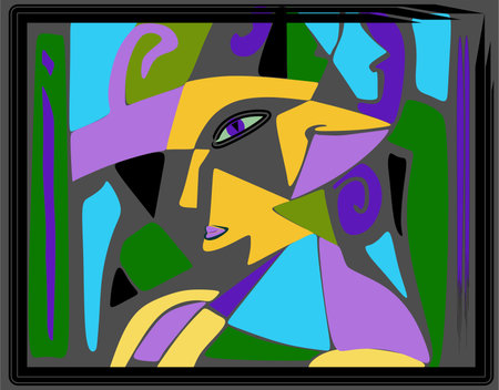 Colorful background, cubism art style, abstract portraitのイラスト素材