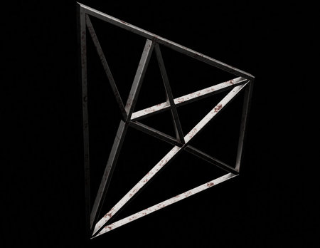 3D illustration CAD model of a steel framework construction