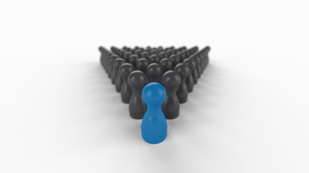 3D-Illustration - A leader in front of a group of employees