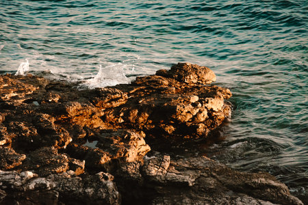 Splashing water caused by waves in the sea